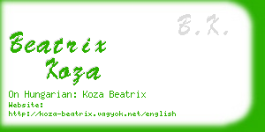 beatrix koza business card